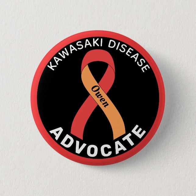 Kawasaki Disease Advocate Ribbon Black Button (Vorderseite)