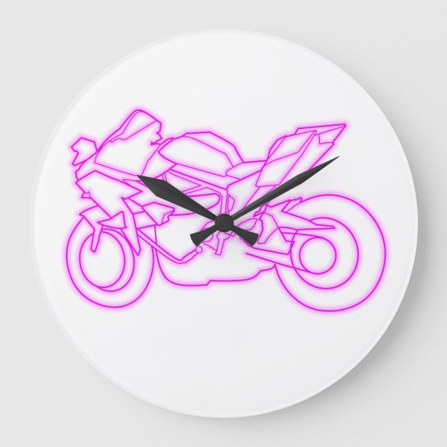 Kawasaki H2R Neon style Große Wanduhr (Vorderseite)