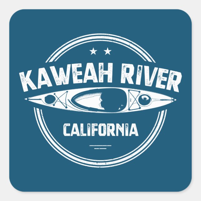 Kaweah River California Kayaking Quadratischer Aufkleber (Vorderseite)