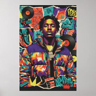 Kay Flock Poster – Hip-Hop-Straßenkunst-Wanddekora