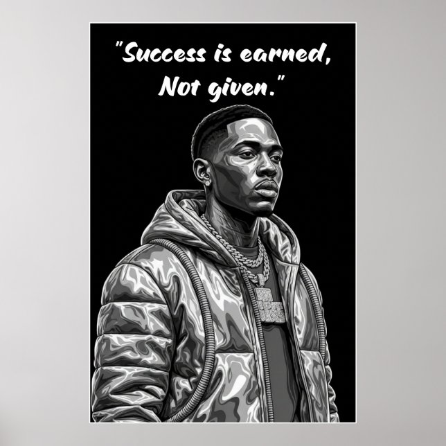 Kay Flock Poster – Success Is Earned Motivation (Devant)