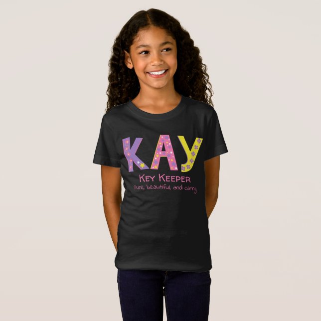 Kay Name bedeutet rosa lila gelbe Blume T-Shirt (Vorne ganz)
