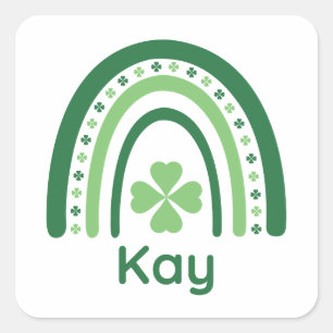 Kay Name Clover Boho Rainbow Quadratischer Aufkleber