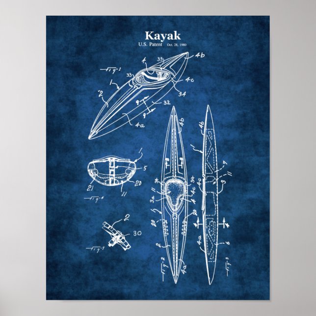 Kayak Blueprint Lakehouse Wall Decor Poster (Vorne)