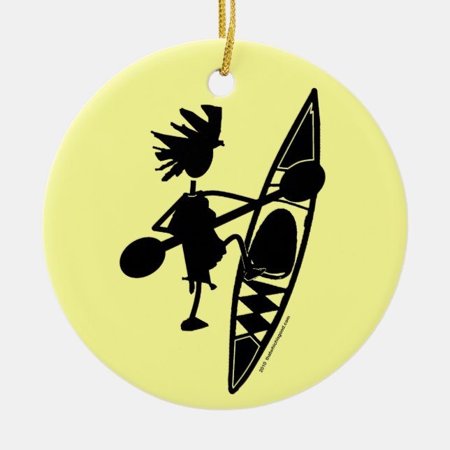 Kayak Canoe Joyful Silhouette Keramikornament (Vorne)