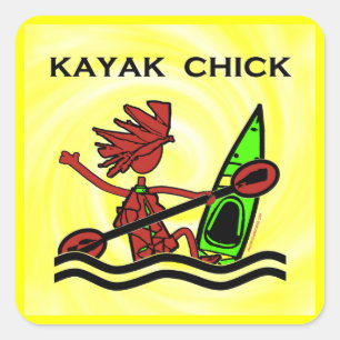 Kayak Chick Designs & Things Quadratischer Aufkleber