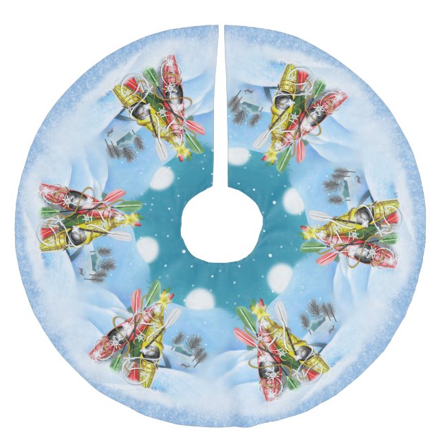 Kayak Christmas Tree Nature Lovers Polyester Weihnachtsbaumdecke (Vorderseite)