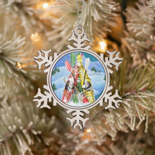 Kayak Christmas Tree Wonders of Nature Schneeflocken Zinn-Ornament (Baum)