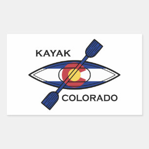 Kayak Colorado Flag Rechteckiger Aufkleber