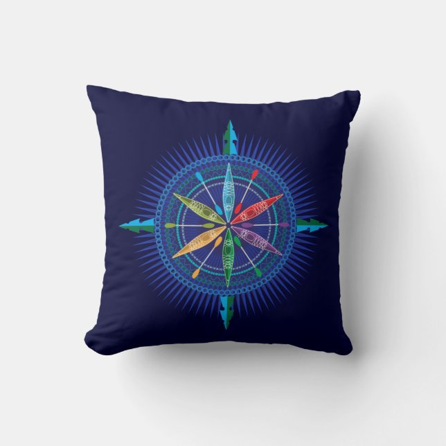 Kayak Compass Rose Kopfkissen Kissen (Vorderseite)