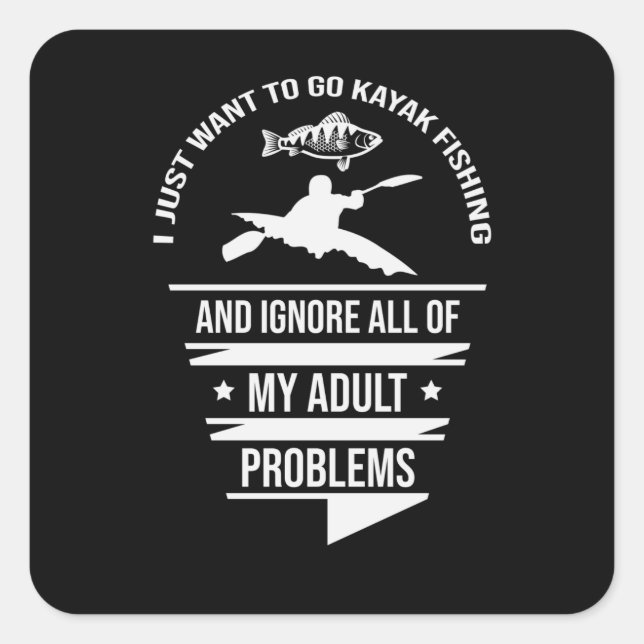 Kayak Fishing Quadratischer Aufkleber (Vorderseite)
