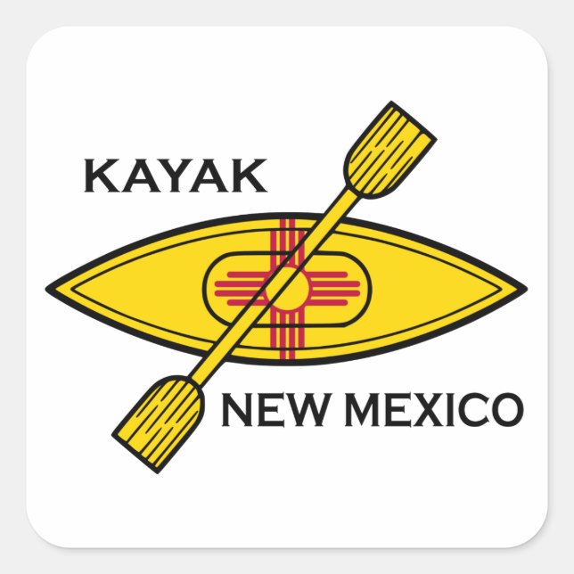 Kayak Flag New Mexico Quadratischer Aufkleber (Vorderseite)