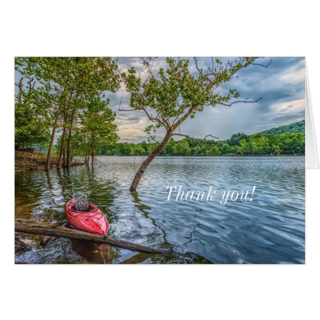 Kayak Flottant Sur Le Carte de remerciements Du La (Devant Horizontal)