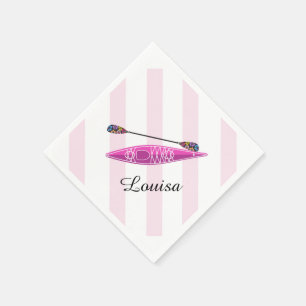 Kayak Girl Pink Streifen Serviette