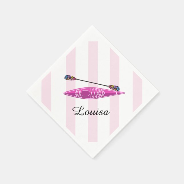 Kayak Girl Pink Streifen Serviette (Ecke)