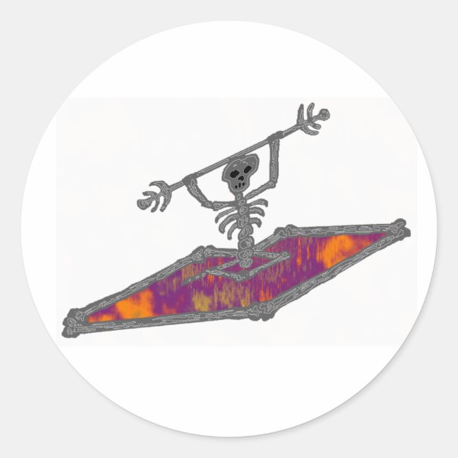 Kayak Gravity Bones Runder Aufkleber (Vorderseite)