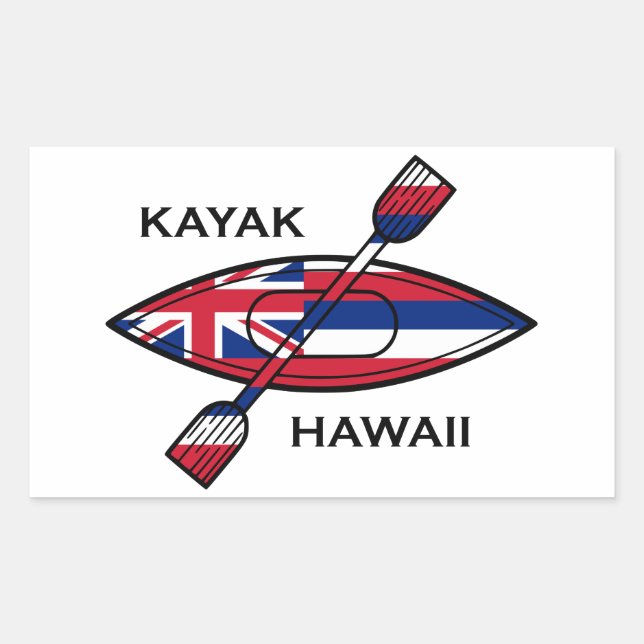 Kayak Hawaii Flag Rechteckiger Aufkleber (Vorderseite)