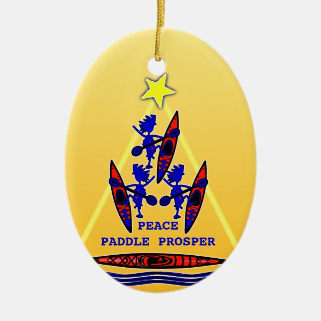 Kayak Holiday Paddle ~ Peace Paddle Prosper Cerami Keramik Ornament (Vorne)
