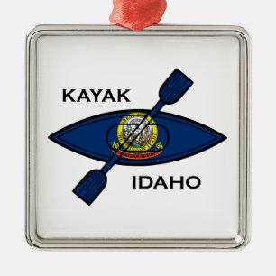 Kayak Idaho Flag Ornament Aus Metall