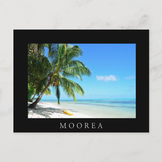 Kayak jaune sur la plage de sable blanc carte noir (Devant)