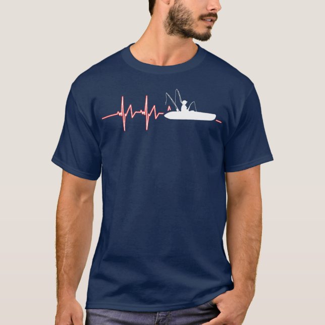 Kayak Kayaker Kayaking Angeln Herzschlag Fischen T-Shirt (Vorderseite)