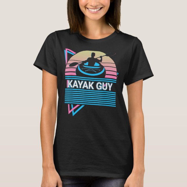 Kayak Kayaking Retro Kayak Guy T-Shirt (Vorderseite)