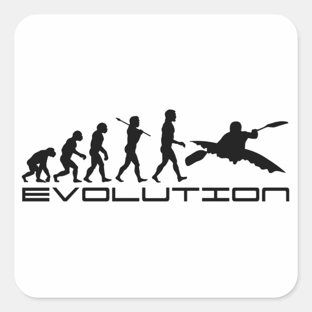 Kayak Kayaking Water Sport Evolution Kunst Quadratischer Aufkleber (Vorderseite)