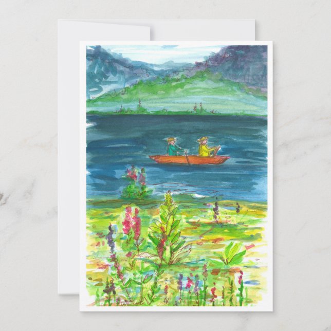 Kayak Mountain Lake Retirement Party Einladung (Vorderseite)