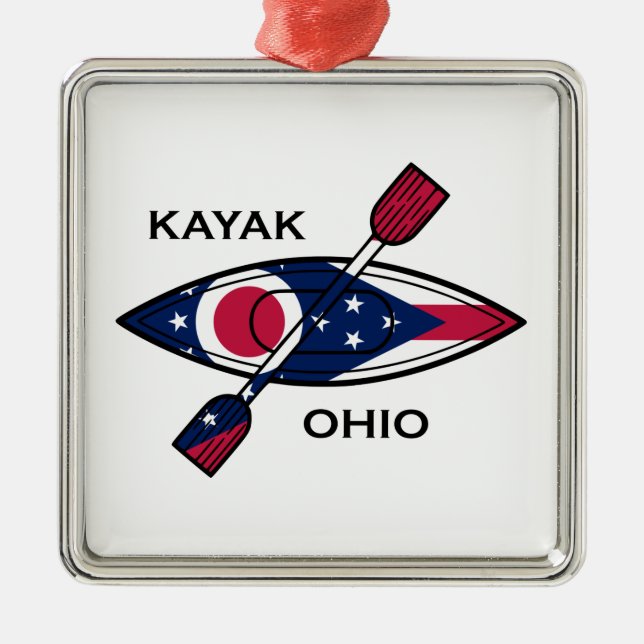 Kayak Ohio Flag Ornament Aus Metall (Vorne)