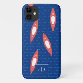 Kayak Personalisiert Monogram Blue Coral Modern Case-Mate iPhone Hülle