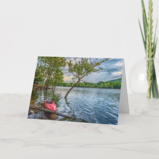 Kayak schwimmend am Tischtennissee Karte (Vorderseite)