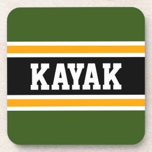 KAYAK Sporty Bold 70er Green Yellow Black Stripes Getränkeuntersetzer