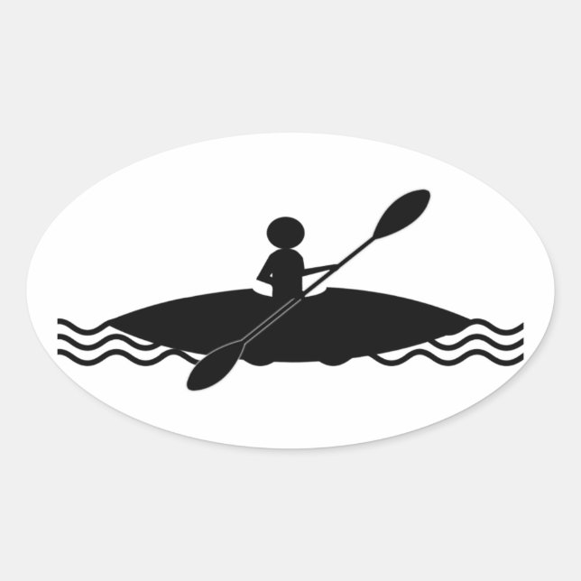 Kayak Stick Man Logo Ovaler Aufkleber (Vorderseite)
