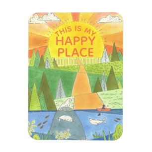Kayak Sunrise mit Siegeln Happy Place Magnet