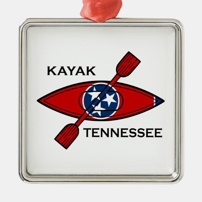 Kayak Tennessee Flag Ornament Aus Metall (Vorne)