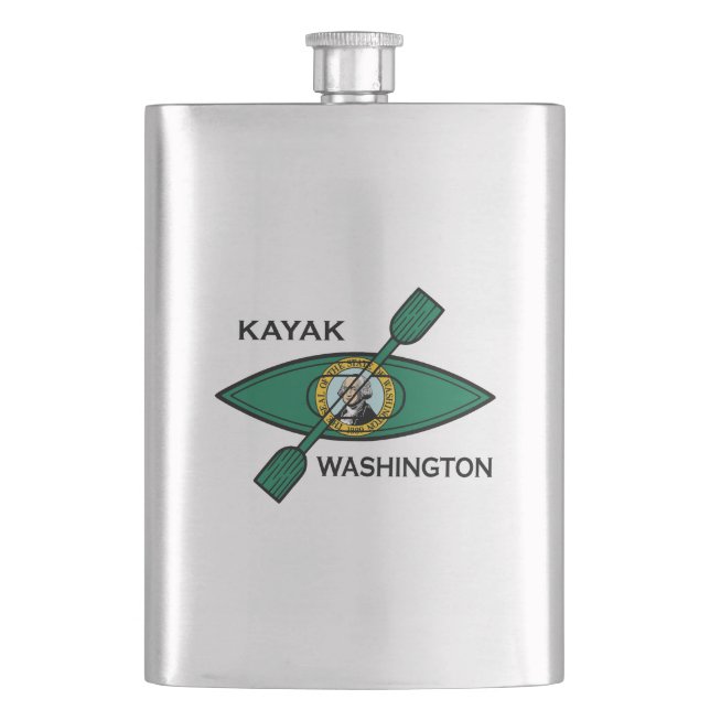 Kayak Washington Staatsflagge Flachmann (Vorderseite)