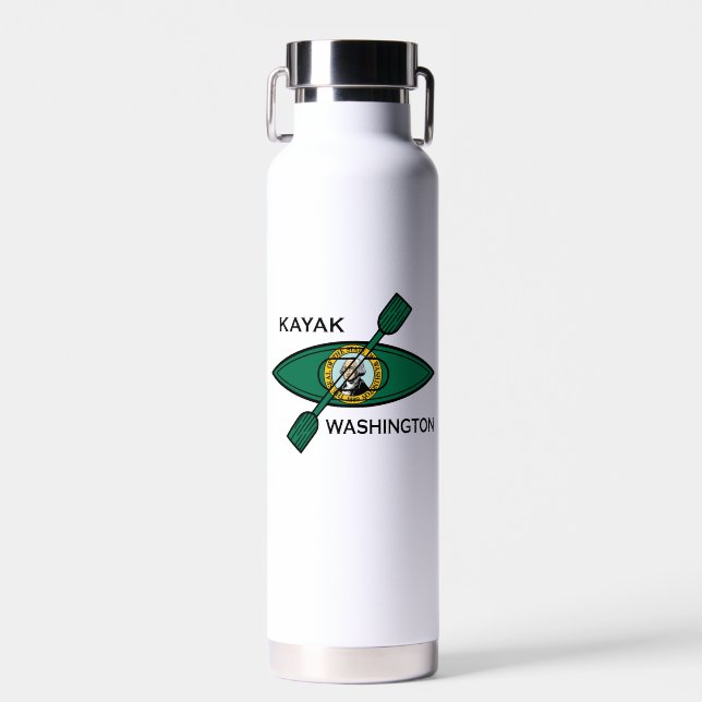 Kayak Washington Staatsflagge Trinkflasche (Vorne)