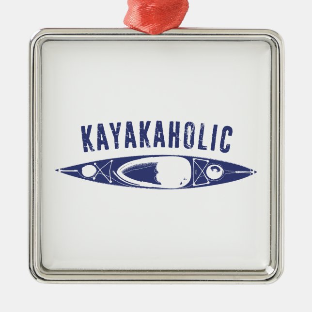 Kayakaholic Ornament Aus Metall (Vorne)