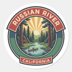 Kayakfahren am Russian River California Reise Runder Aufkleber