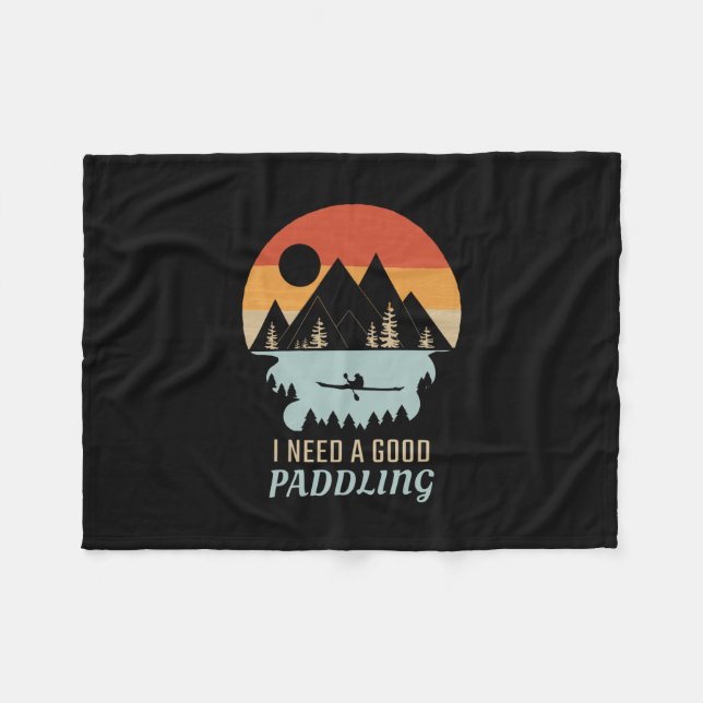 Kayaking Berge Retro  Fleecedecke (Vorderseite (Horizontal))