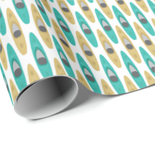 Kayaking Blue Beige Bootmuster Geschenkpapier