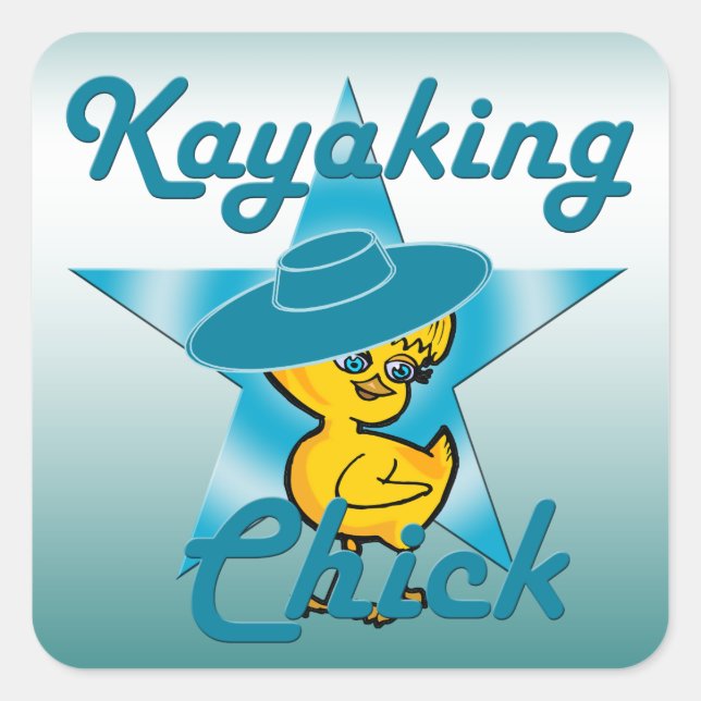 Kayaking Chick #7 Quadratischer Aufkleber (Vorderseite)