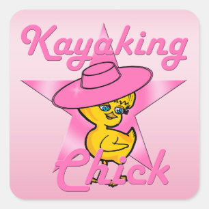 Kayaking Chick #8 Quadratischer Aufkleber