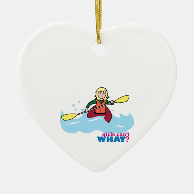 Kayaking Girl - Licht/Blonde Keramikornament (Vorne)
