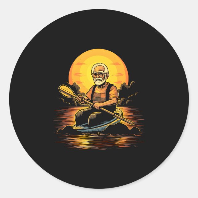 Kayaking Grandpa Kayaker Kayak Canoeing Runder Aufkleber (Vorderseite)