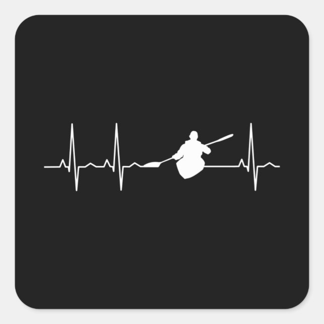 Kayaking Heartbeat Quadratischer Aufkleber (Vorderseite)