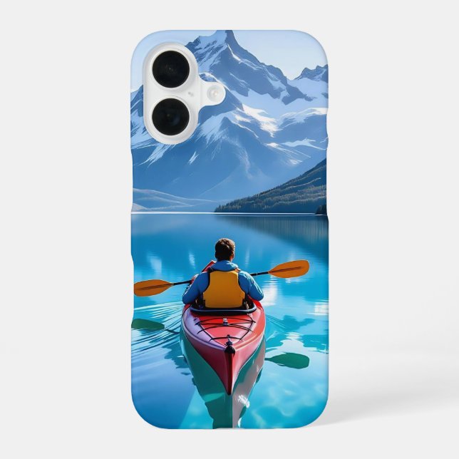 Kayaking in Mountains Personalized iPhone 16 Hülle (Rückseite)