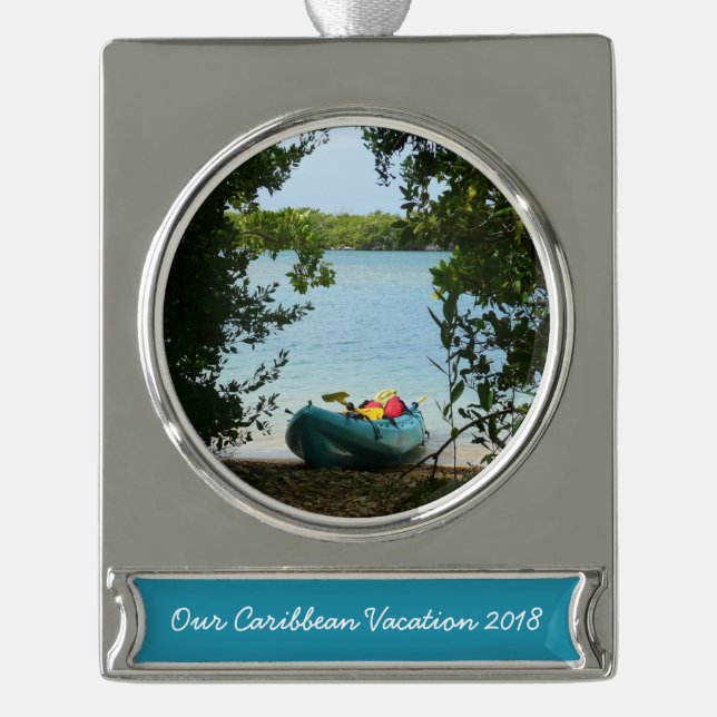 Kayaking in St. Thomas - US-Jungfrau Banner-Ornament Silber (Vorderseite)