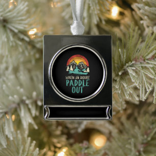 Kayaking Natur Retro Banner-Ornament Silber