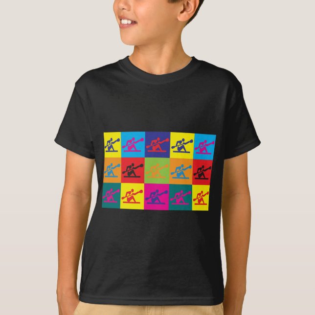 Kayaking Pop-Kunst T-Shirt (Vorderseite)